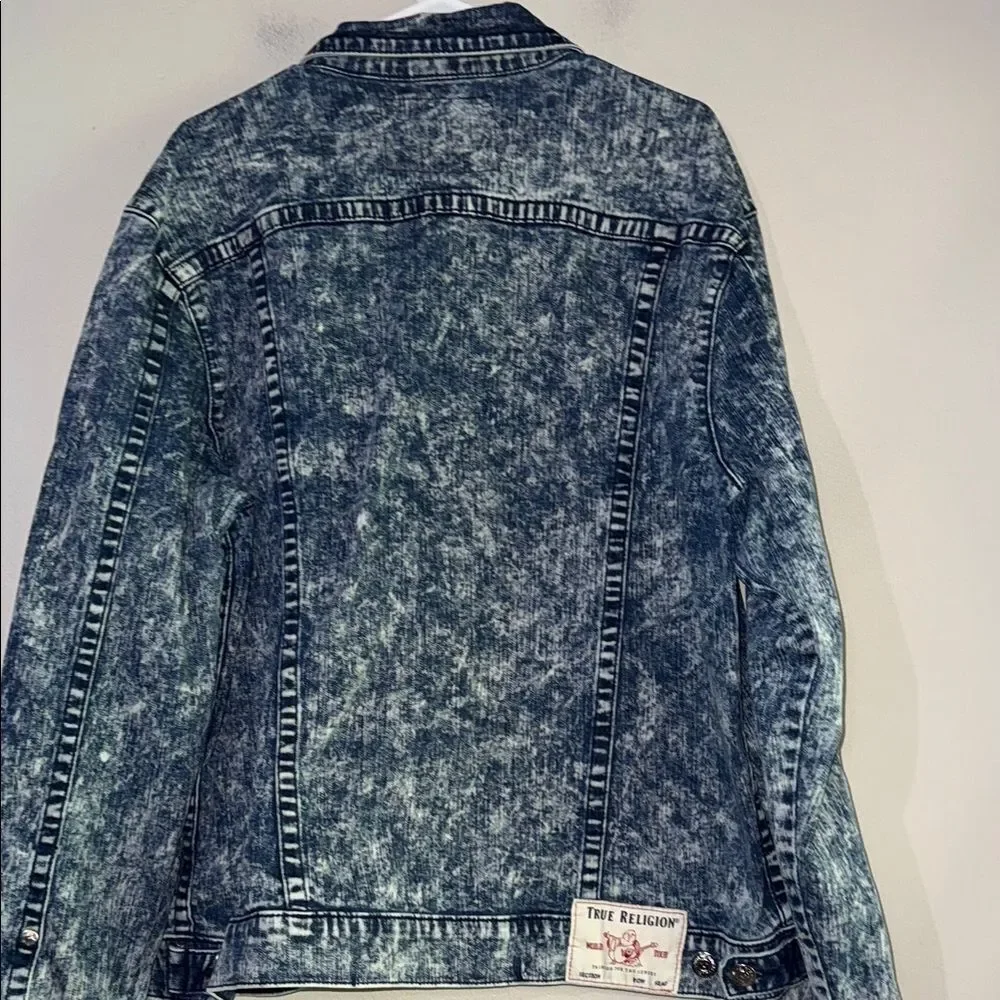 VTG,True Religion Blue Acid Wash Denim Jacket Size 3XL